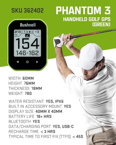Wearable4U - Bushnell Phantom 3 GPS Rangefinder Green with BITE Magnetic Mount and GreenView with Lens Cleaning Cloth Bundle 2