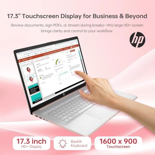 HP 2025 17t Business Professional Rose Gold Laptop, 17.3" HD+ Touchscreen, Intel Core i5-1334U, 32GB RAM, 2TB SSD, Webcam, FP Reader, Backlit KB, HDMI, Wi-Fi 6, Windows 11 Pro 3
