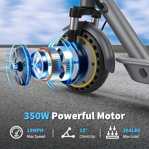 WERHY H5PRO Electric Scooter with Dual Suspension, 350W Brushless Motor & 19 MPH, 15 Miles Long Range, 8.5" Solid Tires, Folding Sport Scooters for Adults with Dual Brake System and APP 3