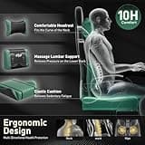 HLDIRECT Gaming Chair, Ergonomic Video Game Seat with 360° Swivel & Lumbar Massage, Computer Chair PU Leather Cushion for Adults Home/Office Use (Black & Green) 4