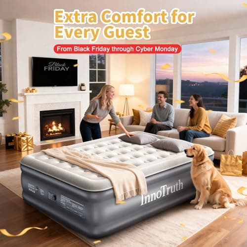 InnoTruth Air Mattress Queen with Built in Pump, Inflatable Mattress Blow up Mattress, Family Choice Award Winner, 18" Colchones Inflables Foldable Air Bed for Guest & Home, Ideal for Camping, 650lbs 3