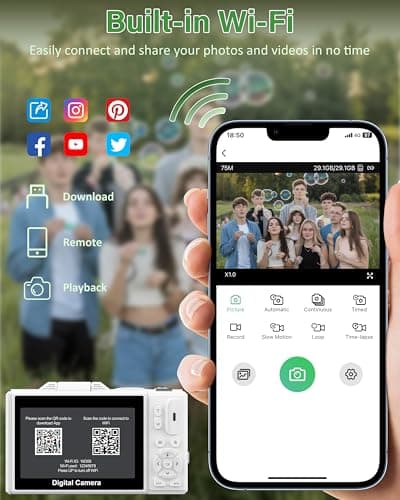 5K Digital Camera for Photography, 75MP WiFi Vlogging Camera for YouTube with 3" 180° Flip Screen, 18X Zoom UHD Autofocus Video Camara with 32GB SD Card 5