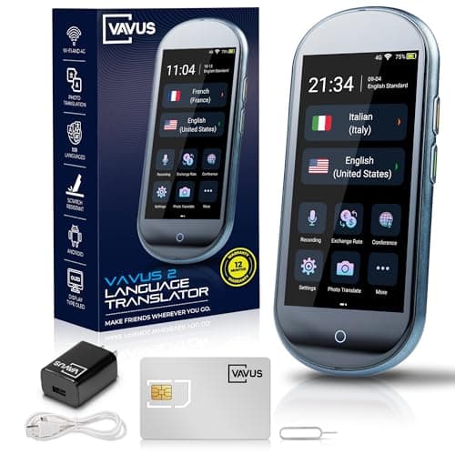 Vavus Language Translator Device with Unlimited Lifetime Global 4G Internet Included - Sim Card, WiFi & Offline Translation - 138 Languages and dialects (Graphite)