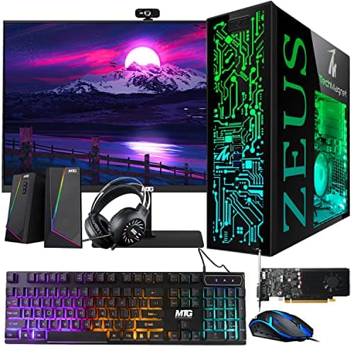 TechMagnet Gaming Desktop PC, Intel i5 4th Gen, Zeus Pro 4, GT 1030 2GB DDR5, 8GB RAM ARGB, 256GB SSD + 1TB HDD, 27 Inch 165hz Gaming Monitor, RGB Kit, Windows 11 (Renewed)