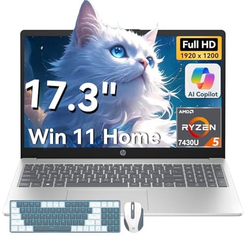 HP 17 inch laptops, AMD Ryzen 5 7430U(Beats i7-1165G7), 32GB RAM 1TB NVMe SSD Windows 11 Home, 17.3" FHD IPS, Copilot AI, Numeric Keyboard, Type-c, Patented KB Kit