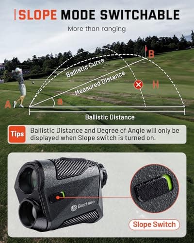 Bestsee Golf Rangefinder with Slope - 1500 Yards Laser Range Finder Golf for Hunter,High-Precision Flag Pole Locking Vibration,7X Magnification, USB-C Rechargeable Rangefinders Magnet Strip 4