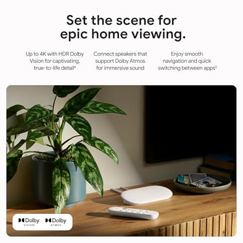 Google TV Streamer 4K - Fast Streaming Entertainment on Your TV with Voice Search Remote - Watch Movies, Shows, Live TV, and Netflix in 4K HDR - Smart Home Control - 32 GB of Storage - Porcelain 3