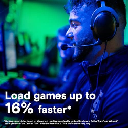 Crucial T500 2TB PCIe Gen4 NVMe Gaming PS5 SSD with Heatsink, Up to 7,400MB/s, TLC NAND, PlayStation 5 Compatible, Laptop, & Desktop (PC), Solid State Drive, Includes 1Mo Adobe CC – CT2000T500SSD5 4