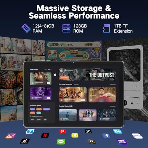 Winsing Android Tablet 10 Inch, Android 15 Tablets 2025 for Adults, Octa-Core, 12GB RAM,128GB Storage(2TB Expandable), Large Touch Screen Tablet with 10H Battery Life,WiFi & Bluetooth 5.0,Gray Blue 5