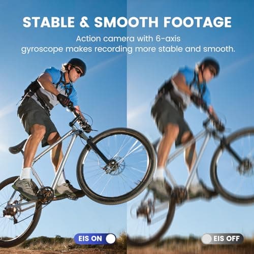 Action Camera 4K 60FPS 48MP, EIS Sports Camera with 128GB Card,131FT Underwater Waterproof Camera with Case, 2inch Touch Screen, 8X Zoom, Remote Control, Batteries & Mounting Kits 3