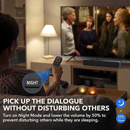 LARKSOUND Small Sound Bar for TV, PC, Gaming, Surround Sound System, Mini TV Speaker Soundbar with Bluetooth/HDMI ARC/Optical/AUX/USB Connections 3