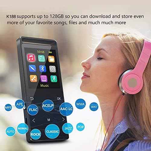 MP3 Player 64GB with Bluetooth Sport Armband,FM Record,Shuffle Play,Line-in rip Music,Voice Record,HiFi,Multifunction,Metal Shell 5
