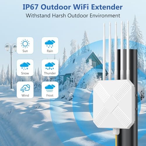 Mugatol AX3000 Outdoor WiFi 6 Extender - Outdoor Access Point - Long-Range Dual Band WiFi, IP67/PoE/5 Antennas for Events, Commercial Use | Starlink-Compatible 3