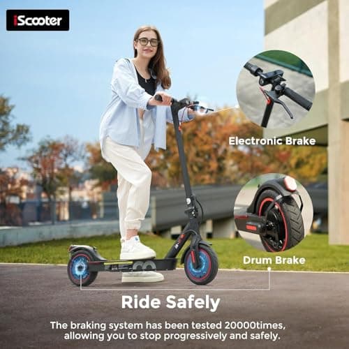 iScooter Electric Scooter, 12 Miles Long Range, 18 Mph Top Speed, Commuting Electric Scooter with Cuise Control, Double Braking Systems Escooter for Adults and Teens - i8 3