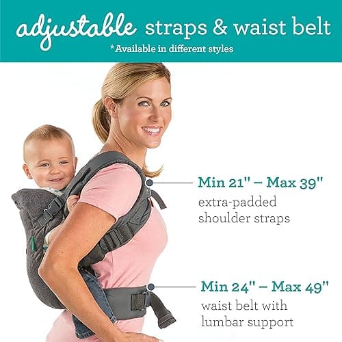 Infantino Flip 4-in-1 Convertible Baby Carrier, Adjustable, Ergonomic Babywearing, Registry Essential, Baby Carrier for Newborn to Toddler, Gray 3