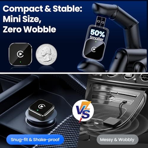 Wireless CarPlay Adapter 2026 Upgrade - Small Size, Fast Stable Connection, Plug-and-Play for iPhone iOS & Android Devices 4