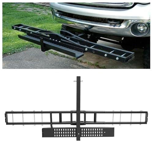 ECOTRIC 500LBS Motorcycle Trailer Hitch Carrier Scooter Dirt Bike Hauler Hitch Mount Rack with Loading Ramp Locking Device Heavy Duty Steel Motorcycle Rack for Hitch Fits 2" Receiver