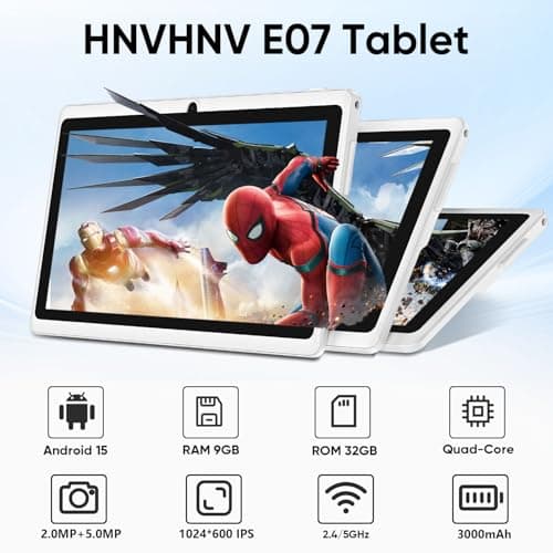 HNVHNV Android 15 Tablet 7 Inch Tablet, E-Reader, 9GB RAM 32GB ROM 1TB Expansion, Quad-core Processor, Dual Camera, 5G/2.4G WiFi, Bluetooth, Parental Control, Drop-Proof Case 2