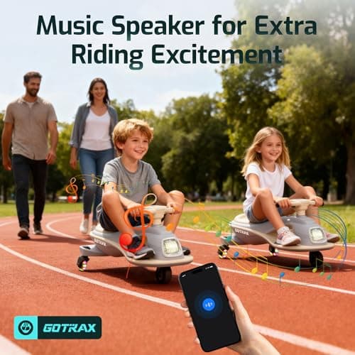 Gotrax WG1 Electric Wiggle Car for Kids, 12V Big Battery up to 120Min Playtime, Music Speaker &Rear Flash Wheels, Battery Display & Easy Assembly w/Pedal Throttle, Crazy Cart Gift for Ages 3+, 132Lbs 3