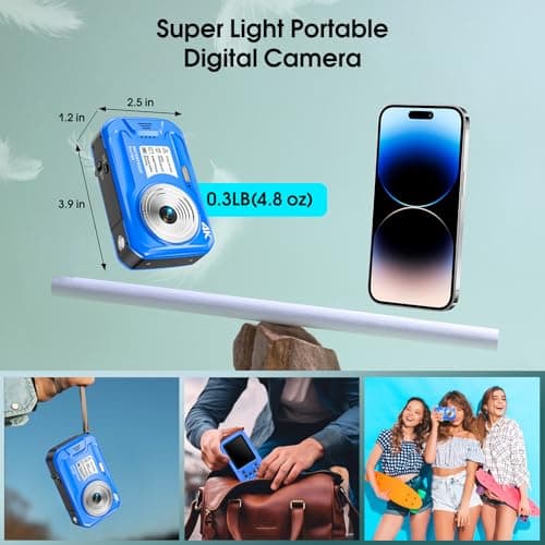 4K Underwater Camera, 64MP 16FT Waterproof Digital Camera with 32GB Card, Autofocus Floatable Waterproof Camera with IPS HD Screen, 16X Digital Zoom, Fill Light, for Snorkeling, Surfing, Swimming 4