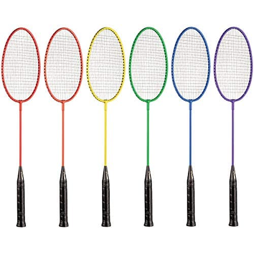 Champion Sports 26" Single Shaft Badminton Racket with Nylon Coated Steel Strings (Set of 6) - Multiple Colors - For All Skill Levels