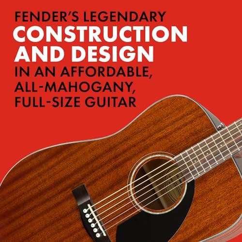 Fender Acoustic Guitar, CD-60S, with 2-Year Warranty, Dreadnought Classic Design with Rounded Walnut Fingerboard, Glossed Finish, All-Mahogany Construction 6