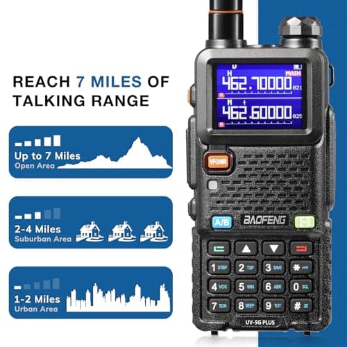 [Chirp Compatible] BAOFENG UV-5G Plus GMRS Handheld Radio, Long Range Rechargeable Two Way Radio, 999 Channels, with NOAA Weather Receiving, 2500mAh Battery USB-C Port, 8" & 15.5" Antennas, 2 Pack 5