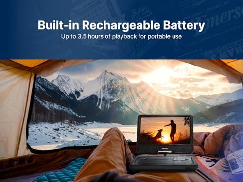 Emerson EPD-1001 Portable 10" DVD Player with Built-in Speaker, Swivel Screen, Rechargeable Battery, and Remote Control – Ideal for On-The-Go Entertainment and Movie Watching 5