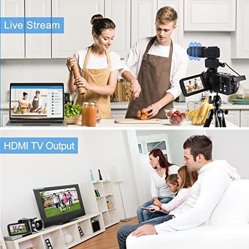 4K Video Camera, Camcorder 48MP Ultra HD WiFi Vlogging Camera for YouTube 18X Zoom 3.0" Touch Screen Digital Camera with Microphone, Stabilizer, Lens Hood, Remote, 2 Batteries 5