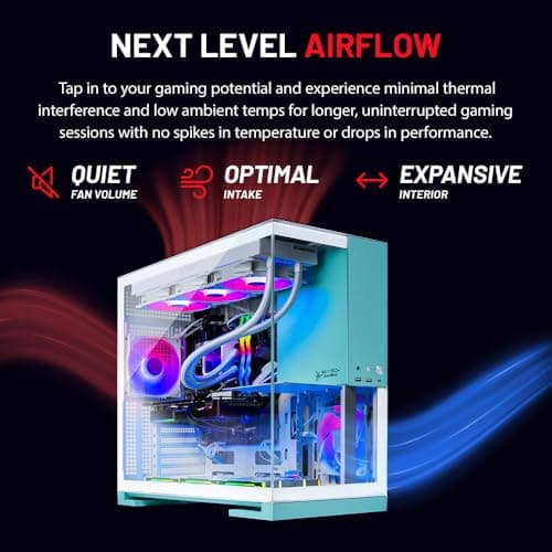Skytech Gaming Aqua Desktop PC, Ryzen 7 7800X3D 4.2 GHz (5GHz), AMD RX 9060XT 16GB, 1TB Gen4 NVMe SSD, 32GB DDR5 RAM 5200 RGB, 850W Gold ATX 3 PSU, 360mm ARGB AIO, Wi-Fi, Win 11 5