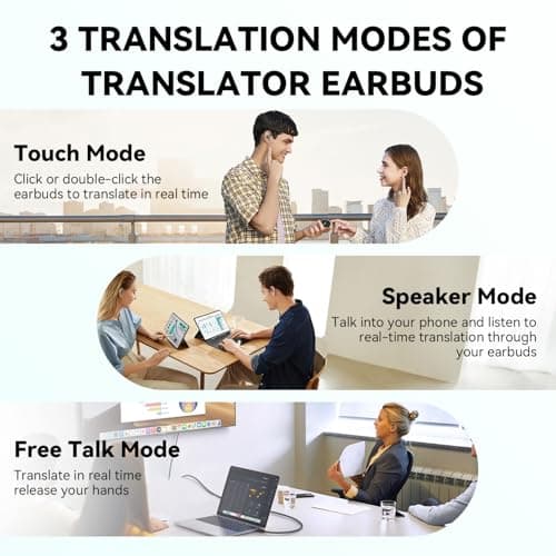Language Translation Earbuds, AI Translation Earbuds Real Time with 144 Languages & Accents Online, Translator Device with APP Support Music and Calling, Simultaneous Translation Bluetooth 5.4 4