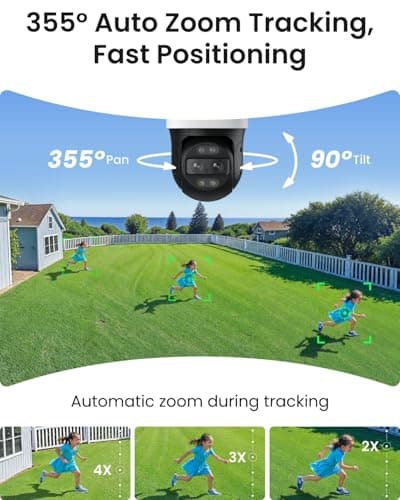 REOLINK PTZ Security Camera System 4K, IP PoE 360 Camera with Dual-Lens, Auto 6X Hybrid Zoomed Tracking, 355 Pan & 90 Tilt, Outdoor Surveillance, AI Detection, TrackMix PoE 3