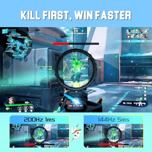 SANSUI Gaming Monitor 27" 1440P 200Hz 180Hz WQHD 2560×1440-AMD FreeSync 1ms DCI-P3 95% Fast IPS Computer Monitor,Height Adjustable Vertical/Horizontal Rotating, 2×DisplayPort/HDMI 丨HDR丨Low Motion Blur 4