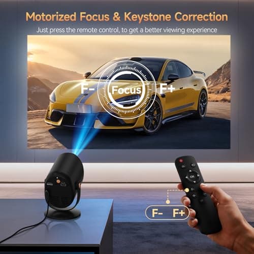 Mini Projector with WiFi and Bluetooth, Portable Projector Native 1080P Support 4k with 180° Adjustable Stand, Max 180" Display Proyector Built-in Speakers 3