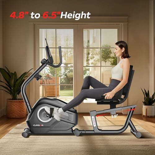CURSOR FITNESS Recumbent Exercise Bike, Stationary Bikes for Home with Adjustable Seat, 16-Level Magnetic Resistance Recumbent Exercise Bike for Home Gym Cardio Workout Training 4