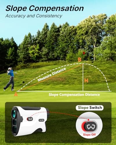 WOSPORTS Golf Rangefinder with Slope - 1200/1500 Yards Laser Range Finder Golf with Magnetic Strap, Flag Pole Locking Vibration, 6X Magnification 3