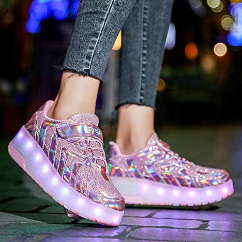 Nsasy Kids Roller Shoes Boy Girl Sneakers with Wheels Become Sport Sneaker with Led for Christmas Birthday Children Show Gift 2