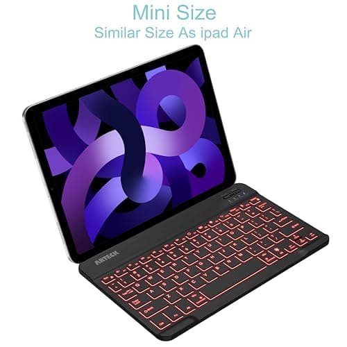 Arteck Universal Backlit 7-Colors Ultra Light Slim Portable Wireless Bluetooth 3.0 Keyboard for iOS iPad Pro, Air, Mini, Android, Windows Tablets PC Smartphone Built in Rechargeable 6-Month Battery 4