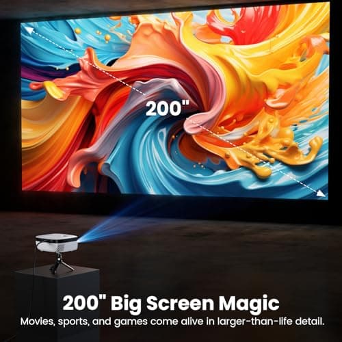 Mini Projector, NICPOW Portable Outdoor Movie Projector with Tripod, 1080P and 200" Supported Small Projector Compatible with TV Stick, Phone, PS5, HDMI, USB for Home, Bedroom, Gaming, Outdoor Use 3