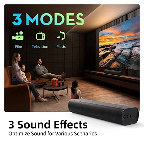 Sound Bars for TV 16-inch, Cinematic TV Sound Bar with Impactful Bass, Bluetooth Soundbar for TV with Remote Control, Wall Mountable TV Speakers Sound Bar Work with Traditional or Smart TV 4