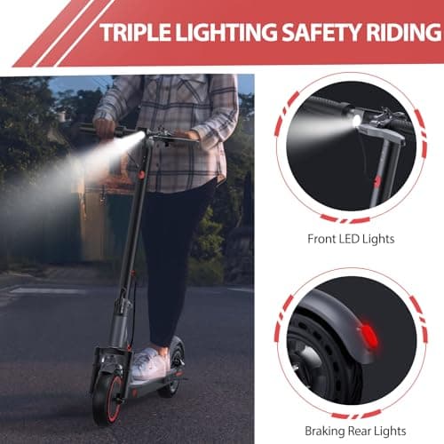 Maxshot Electric Scooter, 8.5" /10" /14" Tire, 16/19/22 Mph Top Speed, 12/16/21/27/28/49/50 Miles Long Range, Folding Escooter for Adults and Kids with Seat Bag, Dual Braking, Dual Suspension, App 3