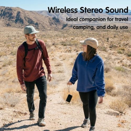 MusiBaby M68 Portable Bluetooth Speakers – Wireless, Waterproof, Dual Pairing, Deep Bass, Small & Loud with 24H+ Playtime – Outdoor Travel, Beach, Camping, Party, Gifts for Men Women (Black) 2