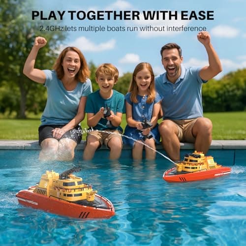 SYMA Remote Control Boat, Big RC Boat Firefighter for Kids 8-12 with 40 Mins Run Time (2 Batteries), One-Key Water Spary, 15 km/h High Speed and Low Battery Warning, Pool Toys for Boys Girls 2