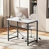 Sweetcrispy Computer Desk, Small Office 32 Inch Writing Work Study Kids Student Teacher Home Bedroom Table with Metal Frame Wood Tabletop - White 3