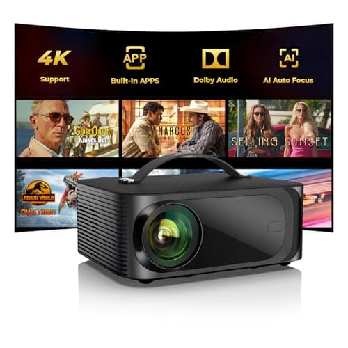 Projector-4K with WiFi and Bluetooth:[2000 ANSI/AI Auto Focus/Built-in APPs]Outdoor-Projector Smart TV OS 2.0 & DoIby, Portable Proyector Compatible with Netflix/YouTube/PrimeVideo, ONOAYO ONO3Pro 2.0