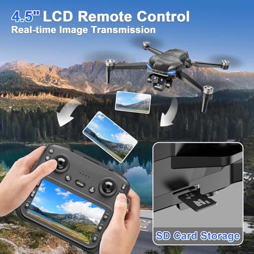 ScharkSpark 4K GPS Drone with Camera for Adults with 4.5” HD Screen Controller, Brushless Motor, Includes SD Card, 60-Min Flight Time, Auto Return, Follow Me, Under 249g, Great Gift for Beginner 3
