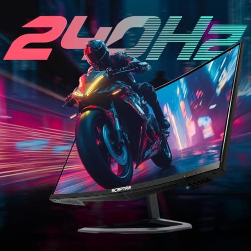 Sceptre New Curved 24.5-inch Gaming Monitor up to 240Hz 1080p R1500 1ms DisplayPort x2 HDMI x2 Blue Light Shift Build-in Speakers, Machine Black 2025 (C255B-FWT240 Series) 3