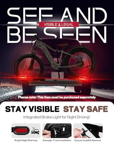 Young Electric E-Bike Rack with Ramp, Hitch 2 Bike Rack, 200 lbs Capacity Electric Bike Carrier, Foldable Platform Mount for Cars, Trucks, SUVs, Minivans, Up to 5-Inch Fat Tire for 2'' Receiver 3