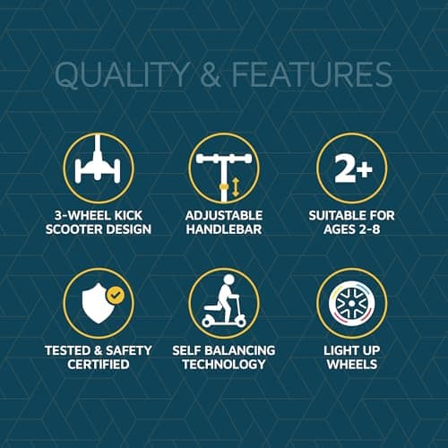 Lifemaster Kids Scooter – Children and Toddler 3 Wheel Kick Scooter – LED Wheel Lights Illuminate When Rolling– Adjustable Handlebar – Indoor and Outdoor Red 5