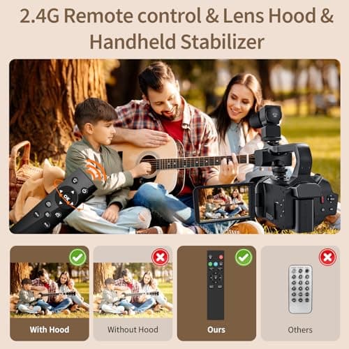 6K Video Camera Camcorder 64MP IR Night Vision Vlogging Camera for YouTube 18X Digital Zoom 4.0" Touch Screen Digital Camera with WiFi, Mic, Battery, Charger, Stabilizer, Remote Control, 64GB SD Card 5